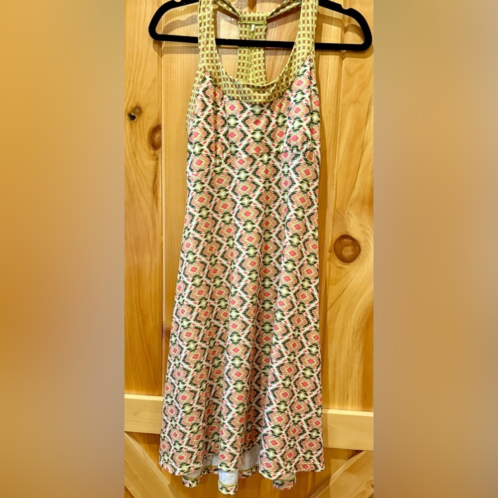 Prana Pink and Green Printed Midi Dress